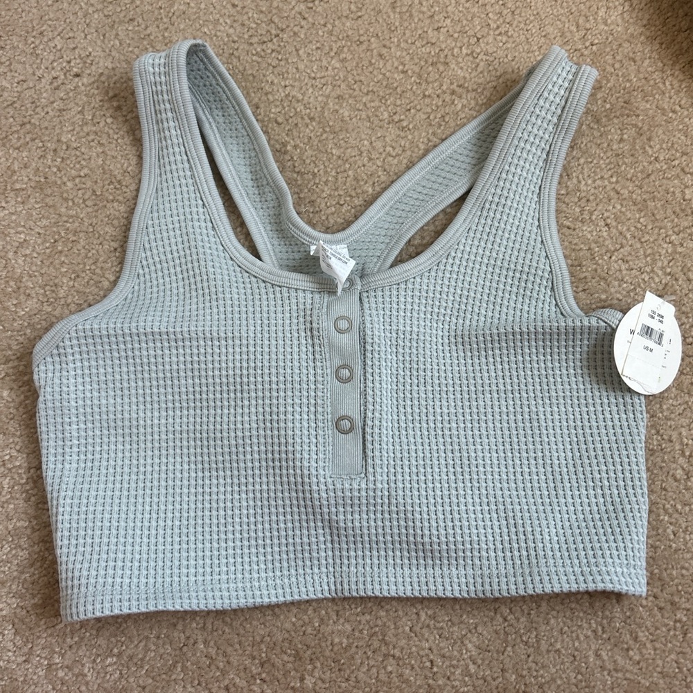 Women's Gray Waffle Knit Tank Top